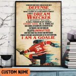 Goalie Poster Motivation Quote Wall Art Gift For Ice Hockey Player Personalized