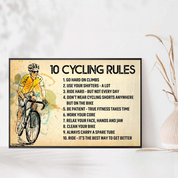 Customize Cycling Rules Poster Cycling poster, Bike Motivational Wall Art