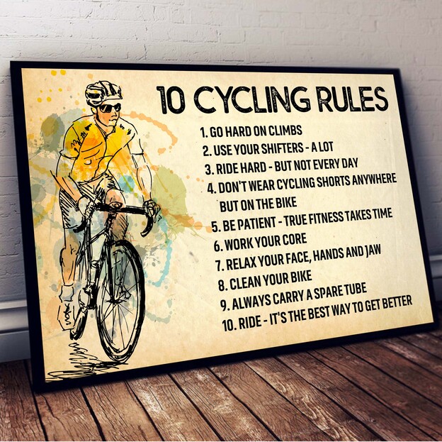 Customize Cycling Rules Poster Cycling Poster, Bike Motivational Wall Art