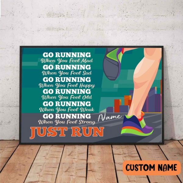 Running Lovers Run To Feel Strong Poster, Gift for Runner, Athletic Trainer Wall Art