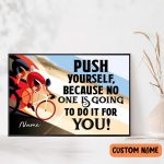 Personalized Push Yourself Cycling Poster – Cycling Biker Gift, Bike Wall Art