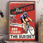Race The Rain Cycling Poster – Gift For Biker Cyclist, Motivational Wall Art