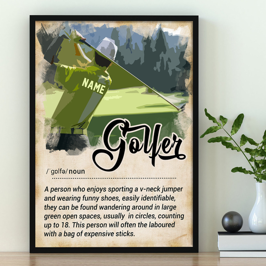 Custom Golfer Funny Definition Poster Dictionary Style Gift For Golf Lovers