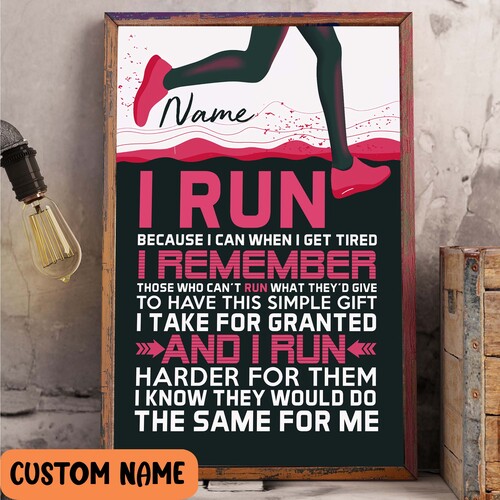 Woman Running Inspirational Poster Athlete, Sprinter, Jogger, Road Runner Gift Personalized