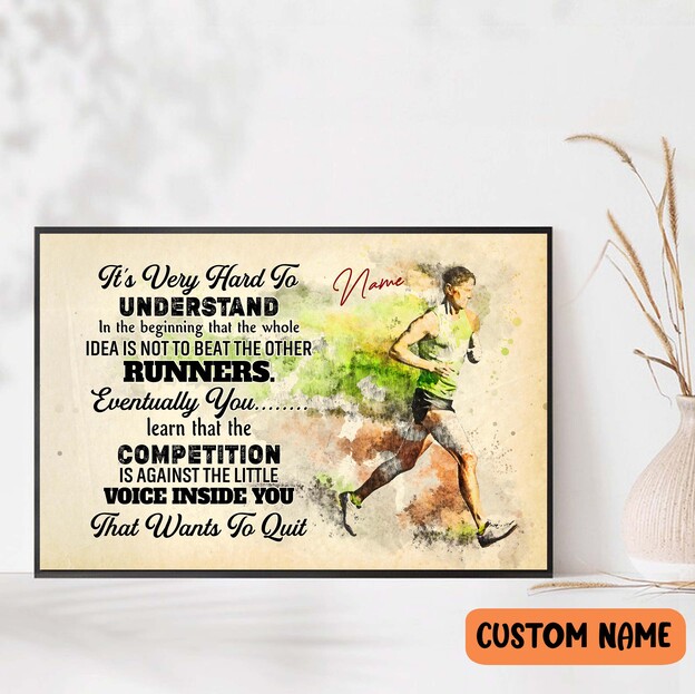 Runner Learn From Competition Poster Motivation Wall Art For Athlete Track And Field Coach