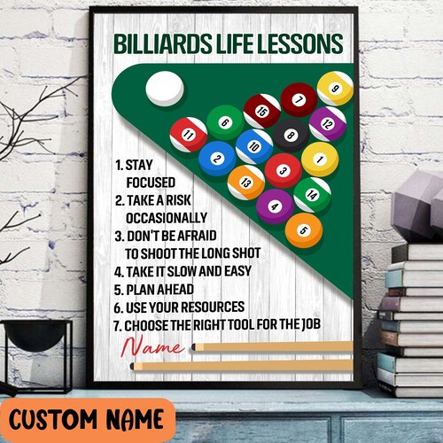 Billiards Life Lessons For Room Aesthetic Poster Game Room Board Game Decor