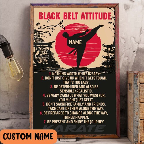 Personalized Black Belt Attitude Wall Art, Karate Martial Art Poster, Martial Art Addicted Gift