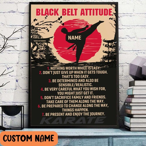 Personalized Black Belt Attitude Wall Art, Karate Martial Art Poster, Martial Art Addicted Gift