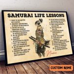 Samurai Life Lessons Poster, Japanese Samurai Warrior Wall Art Martial Art Lovers
