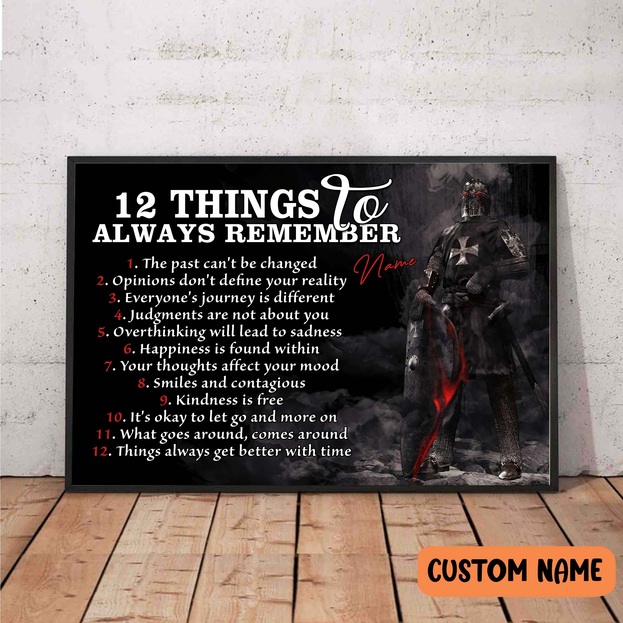 Knight Templar 12 Things Always Remember Poster – Inspiration Gift For Warriors