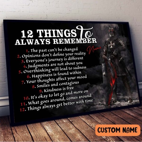 Knight Templar 12 Things Always Remember Poster – Inspiration Gift For Warriors