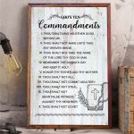 10 Commandments Poster – Religious Gift Motivational Child Of God Wall Art