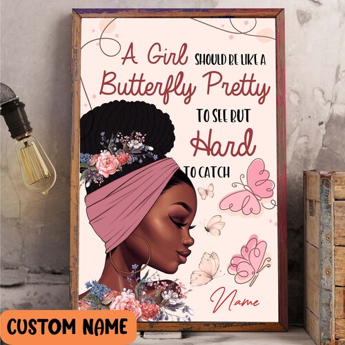 Black Afro Girl African Women Inspirational Wall Art, Abstract Wall Art For Bedroom