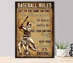 Baseball Rules Poster – Motivational Wall Art Possitive Gift For Son Love Baseball
