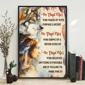 Spirit Of Wolf Native American Girl Poster – Native American Woman Wall Art