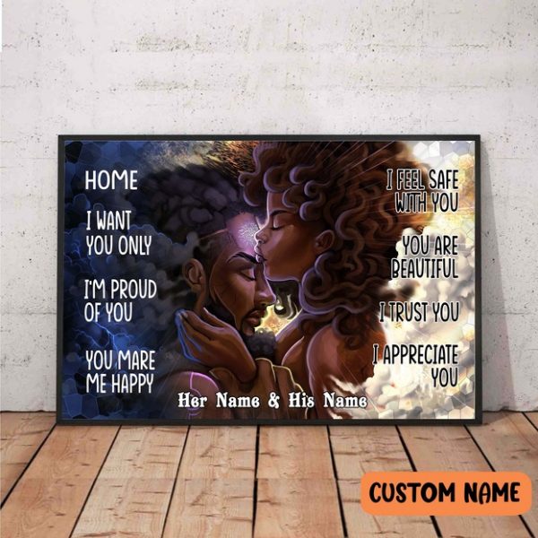 Black Couple Poster Black King and Queen Flower Poster Valentine’s Day Gift