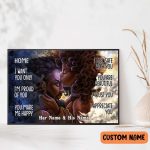 Black Couple Poster Black King and Queen Flower Poster Valentine’s Day Gift