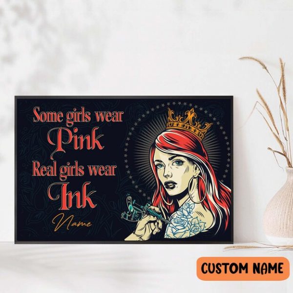 Skull Tattoo Girls Ink Poster Print Wall Art Decor Charming Girl With Ink