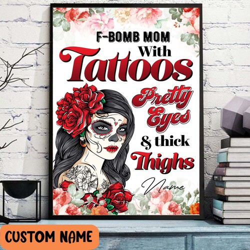 Skull Tattoo Girls Ink Poster Print Wall Art Decor Charming Girl With Ink