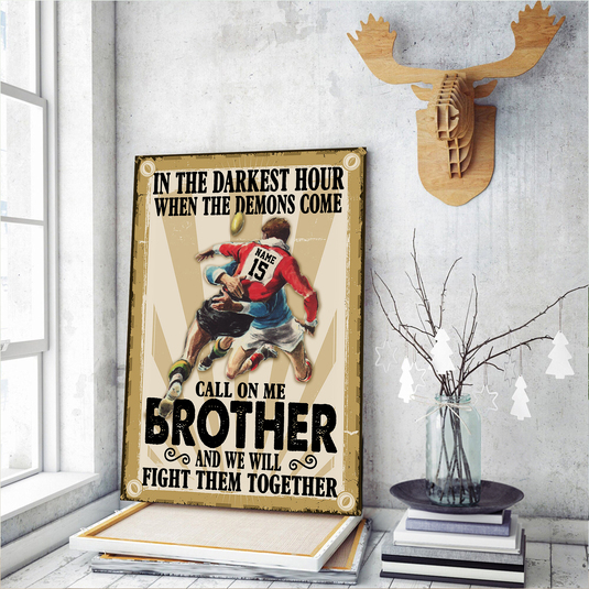 Personalized Rugby Poster – Call On Me Brother Motivational Wall Art