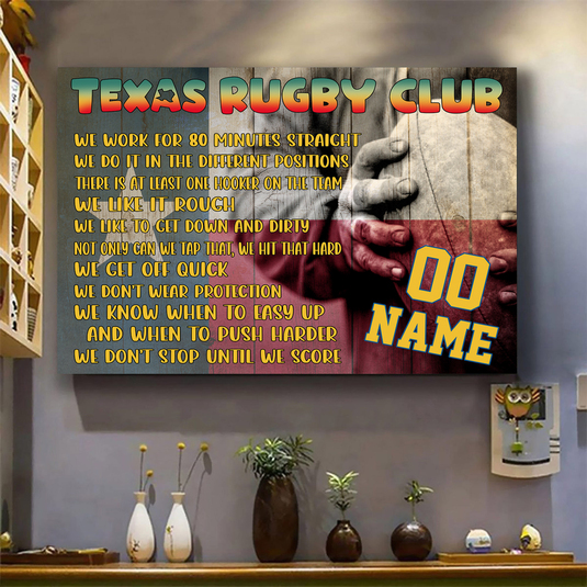 Personalized Texas Club Rugby Poster For Rugby Player Fan Club Wall Art