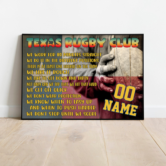 Personalized Texas Club Rugby Poster For Rugby Player Fan Club Wall Art