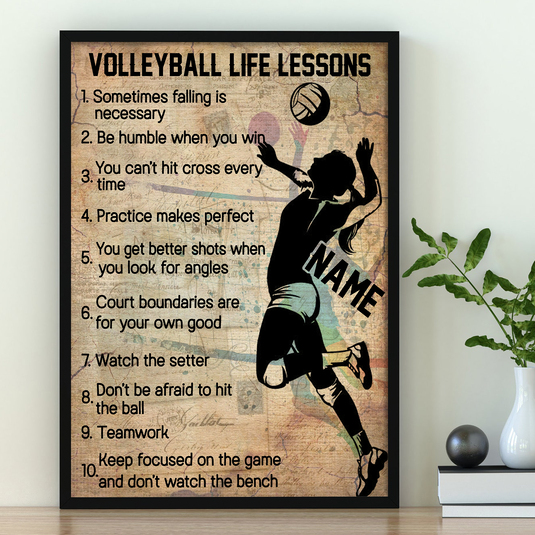 Volleyball Life Lessons Poster For Women Inspiratinal Gift for Athletes, Daughter