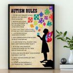 Autism Rules Tree Knowledge Poster Gift For Supporter Mom Dad For Son