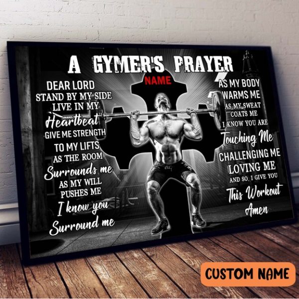 A Gymer’s Prayer Vintage Barbell Poster, Fitness Lover, Bodybuilder Print Wall Art