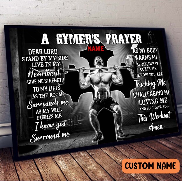 A Gymer’S Prayer Vintage Barbell Poster, Fitness Lover, Bodybuilder Print Wall Art
