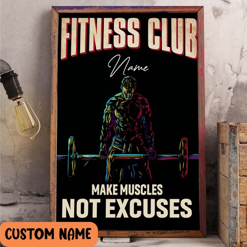 Personalized Weightlifting Fitness Club Make Muscles Poster For Men