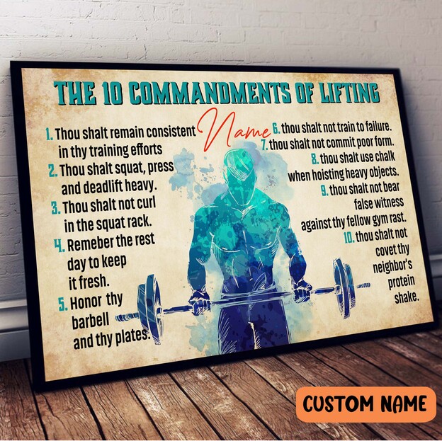 Weightlifting The 10 Commandments Of Lifting Poster – Personalized Wall Art