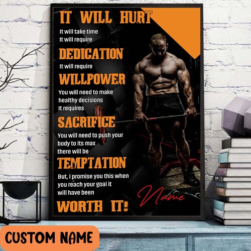 Weightlifting It Will Hurt Poster Motivation Wall Art For Man Love Lifting Fitness