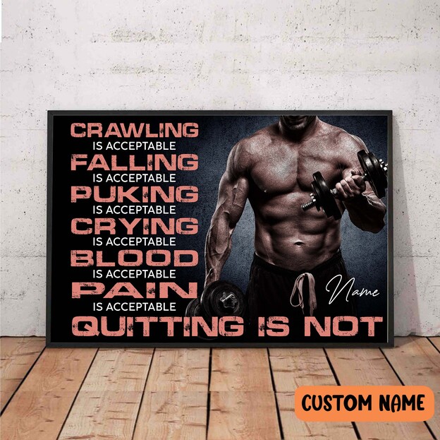 Bodybuilding Man Quitting Is Not Poster Print Motivational Wall Art Decor