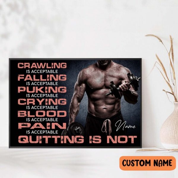 Bodybuilding Man Quitting Is Not Poster Print Motivational Wall Art Decor