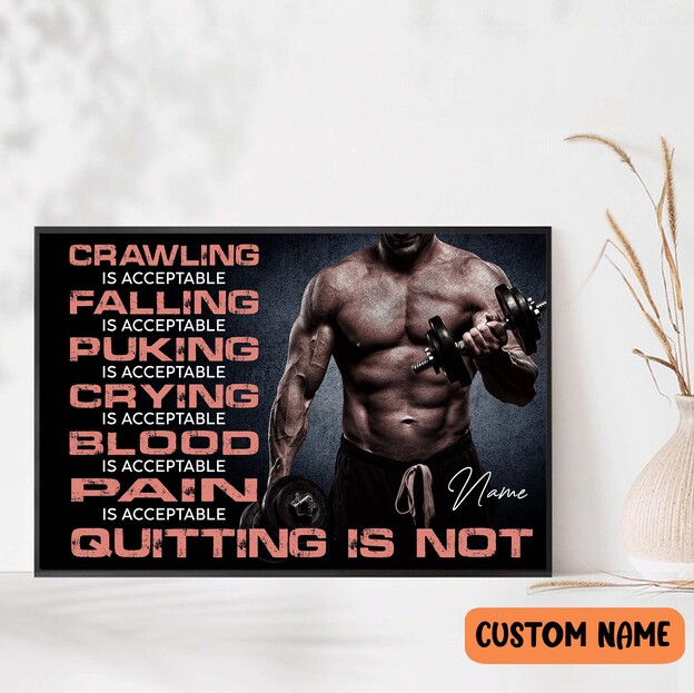 Bodybuilding Man Quitting Is Not Poster Print Motivational Wall Art Decor