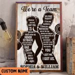 Personalized Weightlifting Couple We’re A Team Poster Gift For Gymmer Bodybuilding Lover
