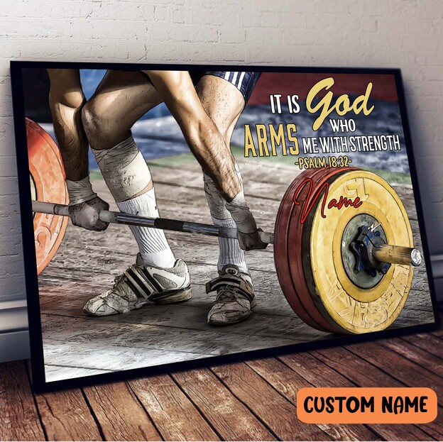 Weightlifting God Strength Horizontal Poster Ideal Gift For Crossfit Fitness Lover