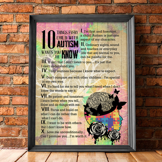 10 Things Every Child With Autism Wants Poster Gift For Son With Supporter Mom