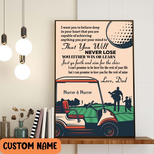 Personalized Golf Dad And Son Never Lose Sketch Poster Gift For Father’s Day