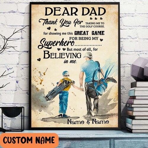 Personalized Golf Dad And Son Poster Loving Letter From Son