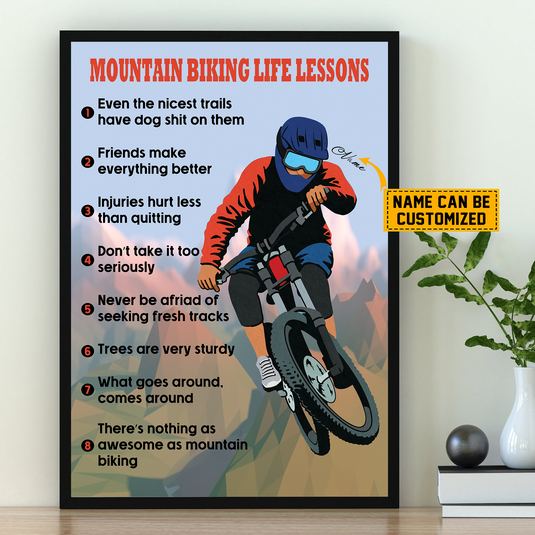 Personalized Mountain Biking Life Lesson Poster, Biking Lover, Inspirational Gift For Bikers