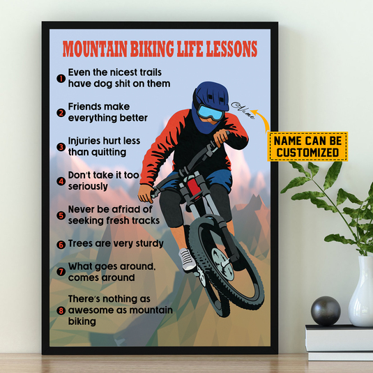 Personalized Mountain Biking Life Lesson Poster, Biking Lover, Inspirational Gift for Bikers