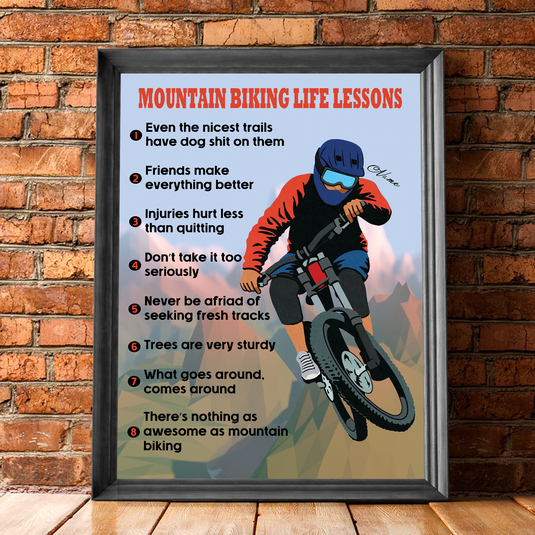 Personalized Mountain Biking Life Lesson Poster, Biking Lover, Inspirational Gift For Bikers