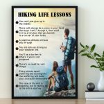 Hiking Life Lesson Poster – Adventure Motivational Wall Art Gift For Hikers Hiking Lover