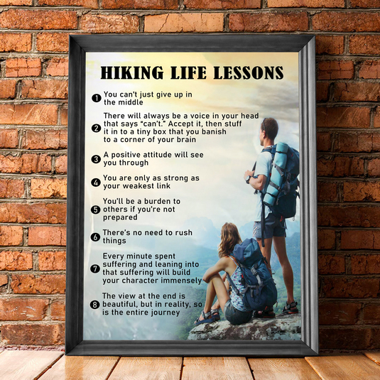 Hiking Life Lesson Poster – Adventure Motivational Wall Art Gift For Hikers Hiking Lover