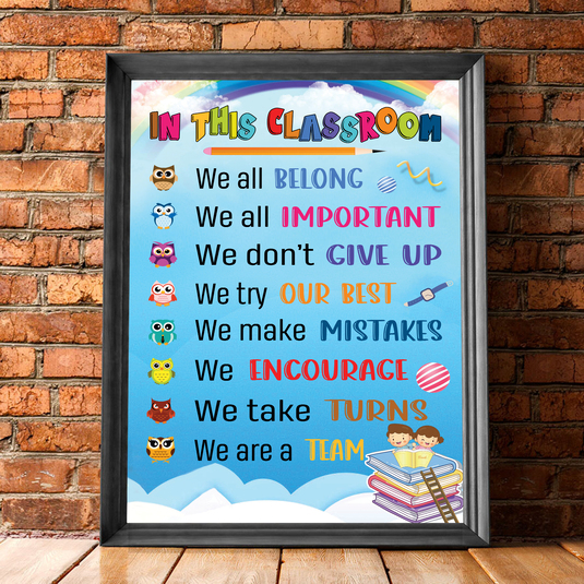 Classroom Rule Funny Colorful Poster – Education Mindset for Kid Class Decor