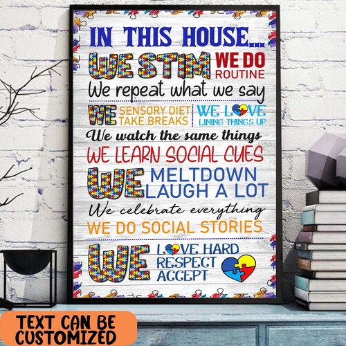 Autism In This House Poster Autism Awareness Wall Art Home Decor
