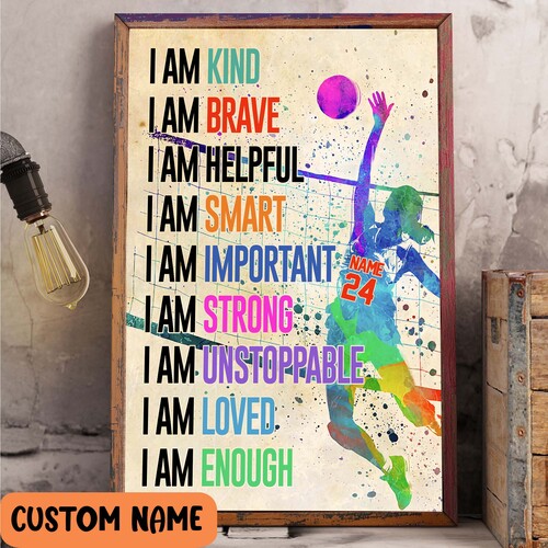 Volleyball I Am Kind I Am Brave I Am Helpful Poster Sport Wall Art