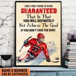 Personalized For Ice Hockey Players Poster- Back Hockey Player Wall Art Gift